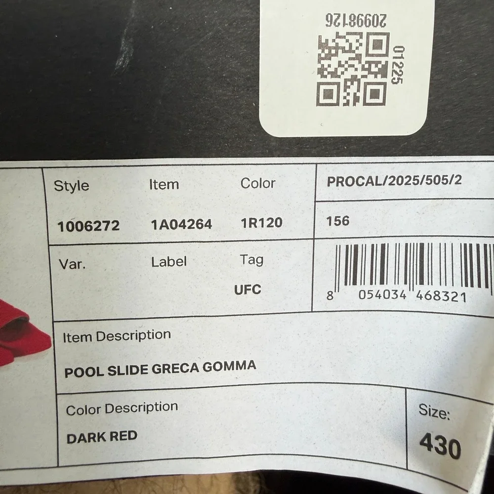 Versace 1006272 Men's Red Greca Gomma Pool Slide, sz 43